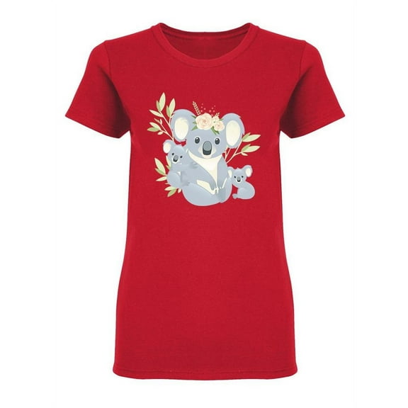 Cute Koala Mother With Children T-Shirt Women -Image by Shutterstock, Female Small