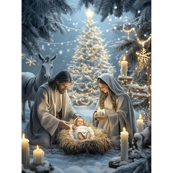 Christmas Paint by Numbers for Adults,Jesus Nativity Paint by Numbers Kits for Beginners,Christ Painting by Number on Canvas for Christmas Gifts and Home Wall Decor40 x 50 cm (without frame)