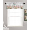 thumbnail image 3 of Easter Bunny Linen Curtain Valance for Bedroom/Bathroom/Kitchen/Office/Living/Dining Room Windows,Rustic Blossom Flower Leaves Woodgrain Rod Pocket Topper Drapes Decorative Cafe Drapery Panel 42x18, 3 of 6