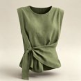 thumbnail image 7 of ClodeEU Women's Crew Neck Sleeveless Side Tie Waist Tank Top,Solid Color Slim Casual Blouse Army Green,Women's Plus L, 7 of 7