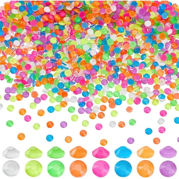 1440Pcs Hotfix Rhinestones Half Round Glass Cabochons Bedazzling Glass Gems Hot Fix Neon Rhinestones Diamonds Glitter Accessories