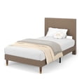 thumbnail image 1 of Modern Corduroy Upholstered Platform Bed Frame with Headboard – Sturdy Wooden Slats & Metal Support, Noise-Free, Easy Assembly – No Box Spring Required – Brown, TWIN Size, 1 of 7