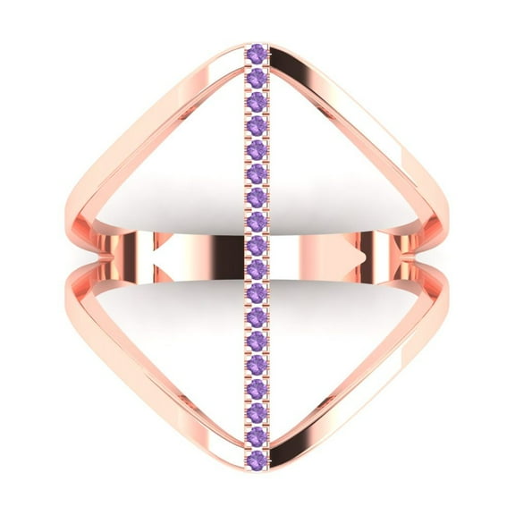 Statement Engagement Ring for Women - 0.09ct Simulated Alexandrite in 18K Rose Gold Promise Ring