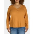 thumbnail image 4 of Terra & Sky Women's Plus Thermal Henley Top, Available in 1 and 2-Pack, Sizes 0X-5X, 4 of 6