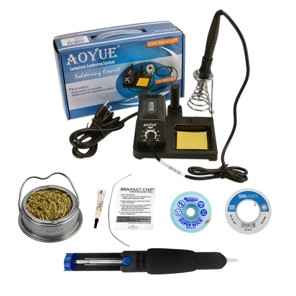 Aoyue 60 Watt Programmable Digital Soldering Station and SE Helping Hand with Magnifying Glass 