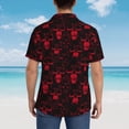 thumbnail image 4 of Sikiie Red Skulls 2 Print Men's Hawaiian Shirt, Summer Beach Button Pocket Short Sleeve T-Shirt,Large, 4 of 7