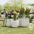 thumbnail image 2 of Euroco Lightweight Flower Pot Set of 3, 16.93"+13.98"+11.22" Dia Round Concrete Stackable Planter with Drainage Holes and Rubber Plug,Modern Decorative Pots for Indoor Outdoor,Patio Garden Balcony, 2 of 9