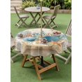 thumbnail image 4 of Outdoor Tablecloth with Umbrella Hole for Patio/Picnic/Party/Camping, Starfish Coastal Waterproof Table Cloth Round Cover Washable, Summer Ocean Coral Conch Seagrass Vintage Brown (Dia 60"), 4 of 8