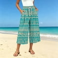 thumbnail image 5 of Edvintorg Cotton Capri Pants for Women Fashion Printed Elastic Waisted Loose Casual Wide Leg Cropped Pant with Pocket Women's Clothes Green XXL, 5 of 7