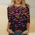 thumbnail image 2 of FAVIPT Halloween Shirts for Women Three Quarter Sleeve Crew Neck Shirts Funny Bat Graphic Print Loose Blouses Casual Trendy Fall 2025 Tees Black,XL, 2 of 5