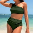thumbnail image 1 of WILLBEST Traje de Baño con Faja conjuntos de Bikini para Mujer Traje de Baño de Dos Piezas de Un Hombro Cintura Alta Cuello Asimétrico Malla Fruncida con Recorte, 1 of 3