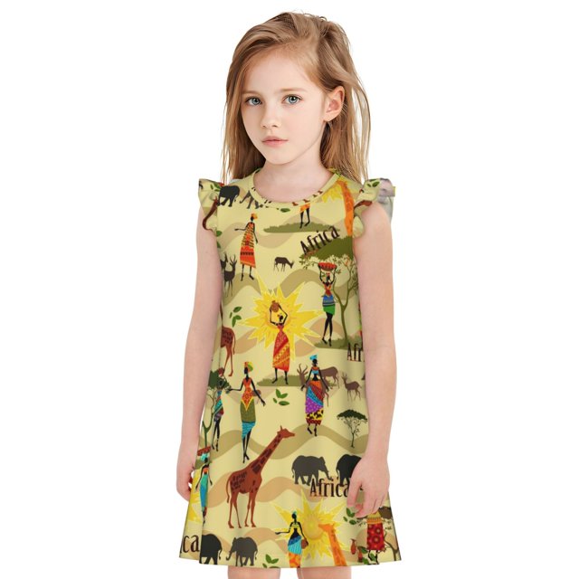 Balery Ethnic African Camisón de princesa para niñas, pijama de algodón con mangas abullonadas, suave y bonito.-XX-Large