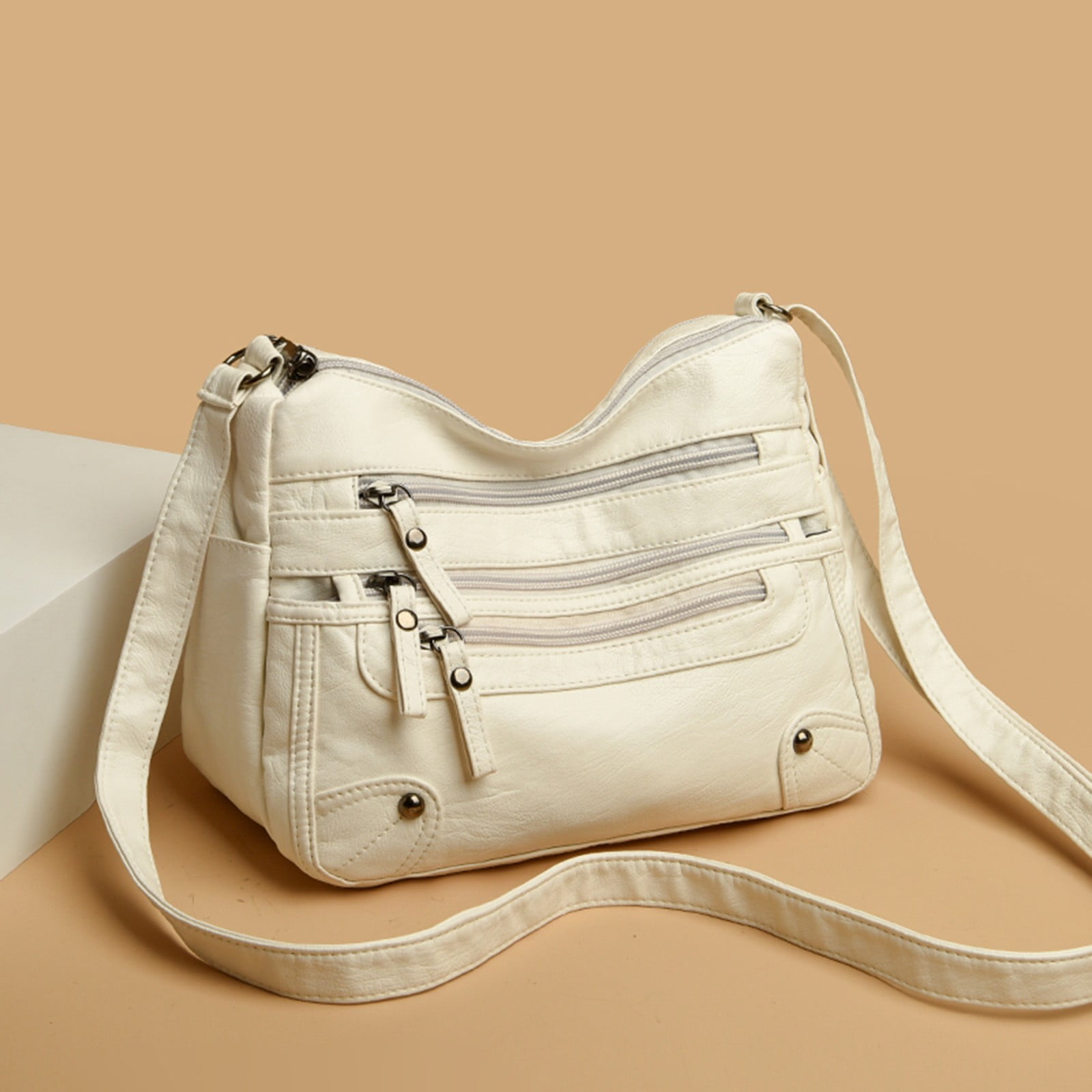Large Capacity Crossbody Bags for Women Multi Pockets Shoulder Bags Soft Vintage Vegan Leather Tote Purses