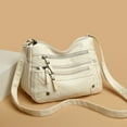 thumbnail image 2 of Modstep Women's Retro Crossbody Tote Bag Multiple Zipper Compartments Soft Leather Shoulder Purse Lady Versatile Underarm Handbag White, 2 of 4