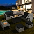 thumbnail image 2 of Topbuy 9 PCS Patio Furniture Set with 42" 60,000 BTU Fire Pit Outdoor Space-Saving Sectional Sofa Set with Storage Box Black, 2 of 10