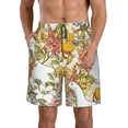 thumbnail image 2 of Uemuo Ducks and Flowers Pattern Men's Swim Trunks Hawaiian Beach Bathing Suit Swimsuits Beach Quick-Dry Shorts with Pockets-3X-Large, 2 of 9