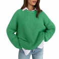 thumbnail image 3 of Womens Sweaters Fall Oversized Chunky Knitted Pullover Sweater Casual Long Sleeve Crewneck Cute Sweaters Green L, 3 of 10