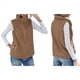 thumbnail image 2 of Chaleco de Felpa Cálido Sin Mangas con Cuello Alto para Mujer, con Cremallera, para Otoño e Invierno, con Bolsillos Caqui 5XL, 2 of 7