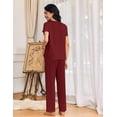 thumbnail image 5 of Ekouaer Womens Pajama Sets 2 Piece Lounge Set Soft Pajamas for Women Set Short Sleeve and Long Pants Pjs with Pockets, 5 of 6