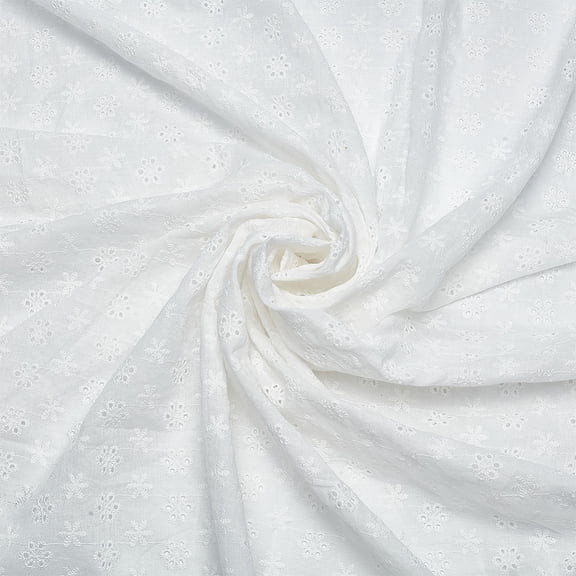 Cotton Embroidered Lace Fabric for Sewing Decoration Garment Accessories White 130~153x91~96x0.03cm DIY