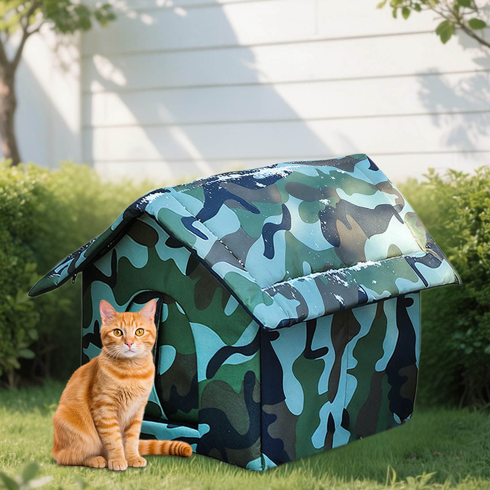 Weatherproof Outdoor Cat House for Feral & Stray Cats - Insulated Winter Shelter with Waterproof Oxford Fabric, Warm Foldable Design for All-Season Protection