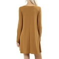 thumbnail image 2 of Women Round Neck Long or 3/4 Sleeve Flattering Comfy Swing Tunic Loose Fit Flowy Top, 2 of 3