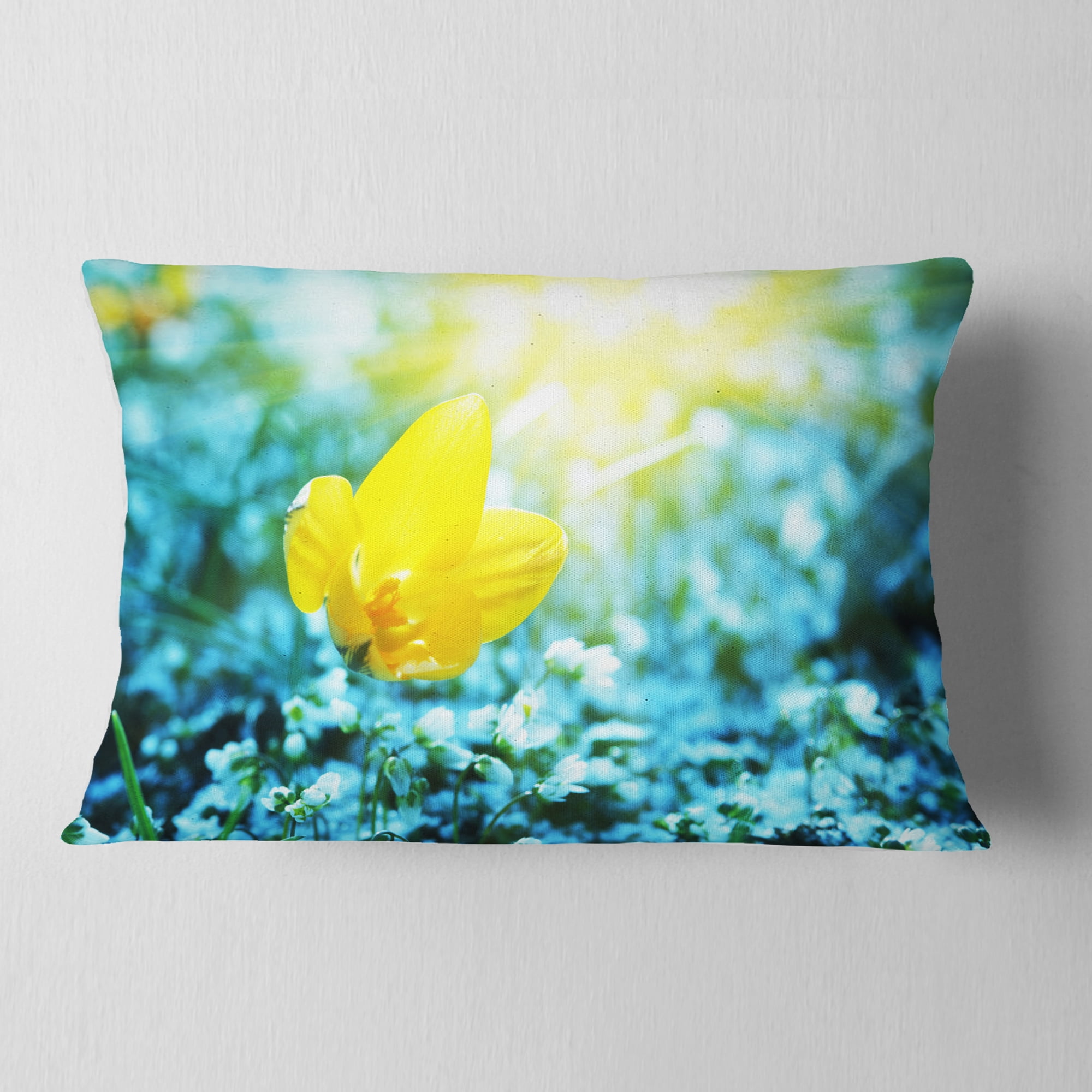 Designart 12" x 20" Yellow Polyester Throw Pillow