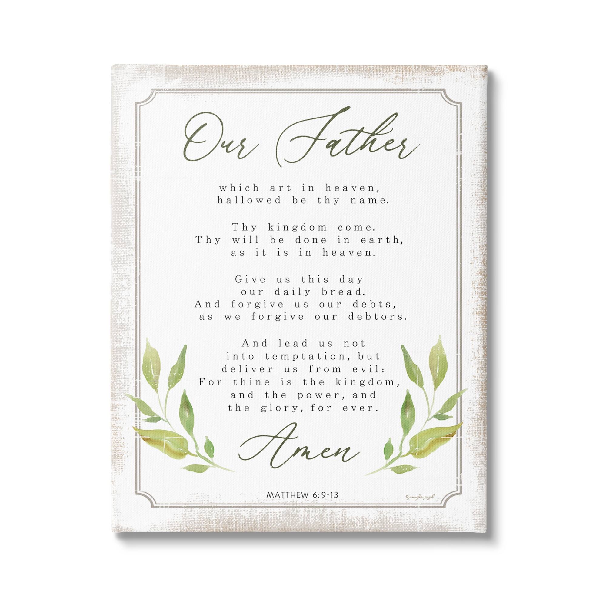 Stupell Industries Our Father Spiritual Proverb Religious Painting Gallery Wrapped Canvas Print Wall Art