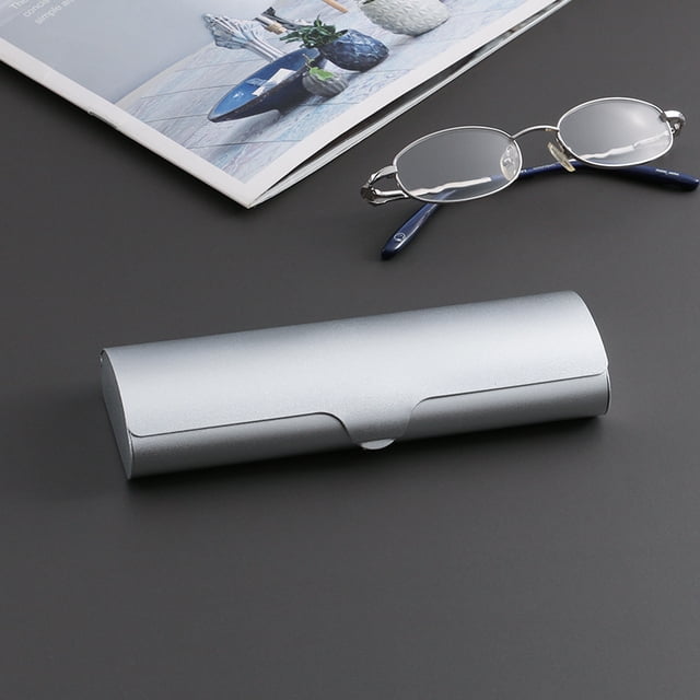 Estuche para gafas de metal ligero, pequeño y portátil, estuche para gafas de aleación de aluminio esmerilado