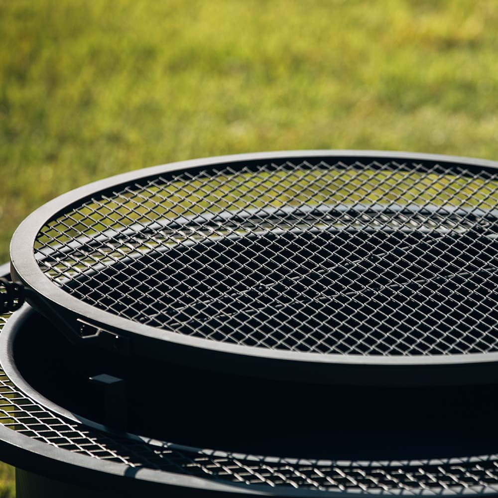 Ash & Ember 38" Round Black Steel Wood Burning Fire Pit with Swivel Cooking Grate and Poker