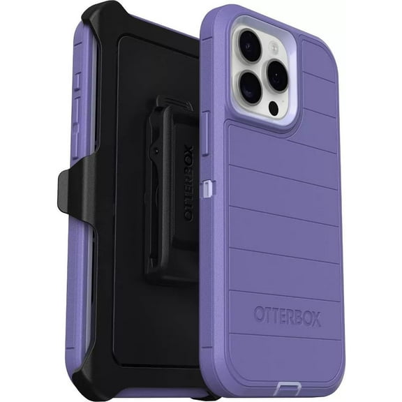 OtterBox Defender Pro Series Case and Holster for iPhone 15 Pro Max Purple Majesty