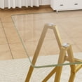 thumbnail image 6 of 35" Square Dining Table for 4, Tempered Glass Kitchen Table, Paproos Dining Room Table, Dinner Table with Metal Legs for Kitchen, Dining Living Room, Transparent & Gold(Only Table), 6 of 10
