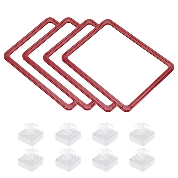 4pcs Magnetic Label Holder, 9 x 6 Inch A5 Shelf Label Card Sign Frame with Base for Metal Shelf Rack, Red