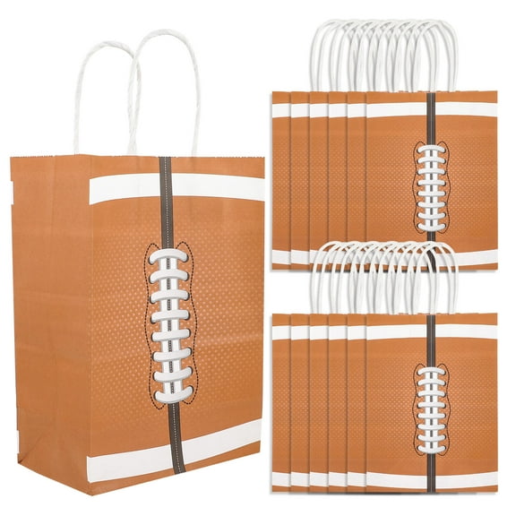 WESIEVYA 12Pcs Rectangular Paper Bags With Handles for present Packaging and Storage Brown 21x15cm