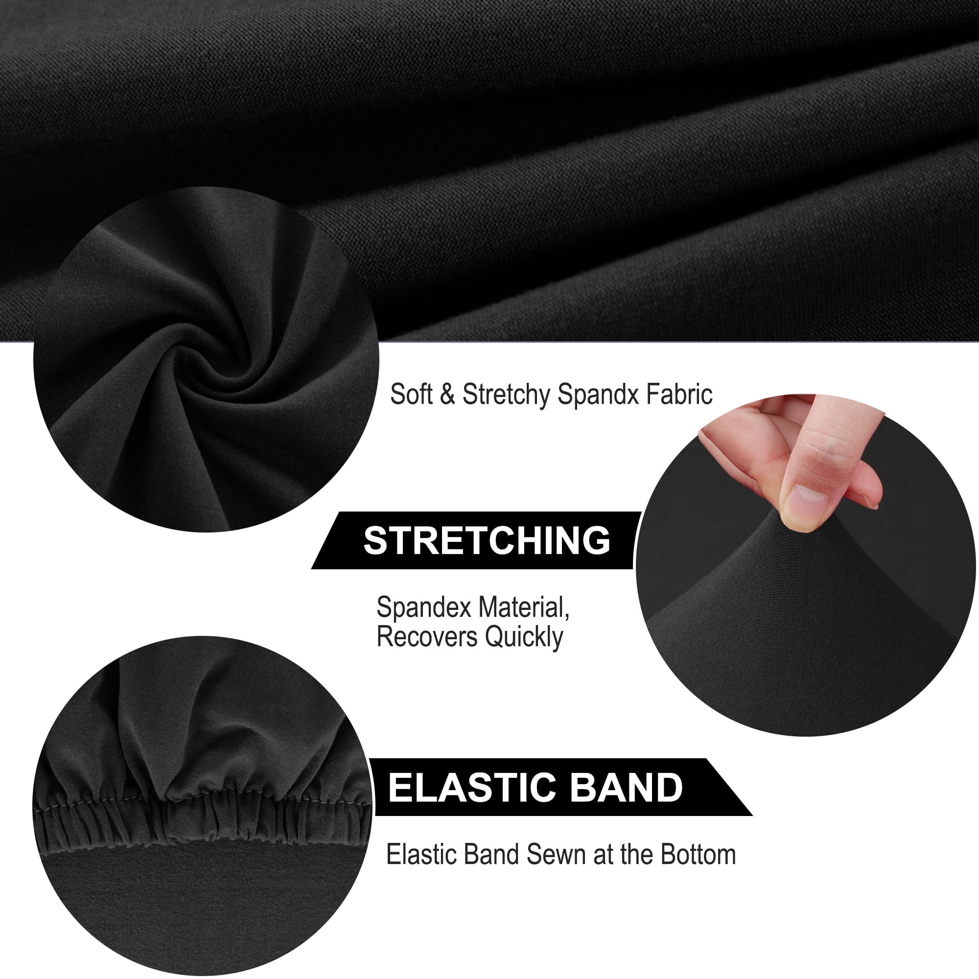 Unique Bargains Spandex Solid  Dining Chair Covers Protector Slipcovers Black 2 Pcs