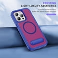 thumbnail image 2 of ELEHOLD for iPhone 15 Pro Max Case,Compatible with Mag Safe Accessory,Magnetic Heavy Duty Drop Protection Invisible Kickstand Rugged Military-Grade Protective Phone Case ,Blue+Rose, 2 of 7