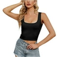 thumbnail image 2 of Summer Saving Usmisi Tank Tops Solid Square Neck Sleeveless T Shirts for Women Slim Fit Knitted Ribbed Workout Cropped Tank Tops Black L Up to 65% off, 2 of 4
