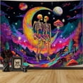 thumbnail image 4 of Blacklight Skull Tapestry Galaxy Space Tapestries Psychedelic Moon Wall Tapestries Skeleton Lovers Wall Hanging for Bedroom Decor,79Wx60H, 4 of 4