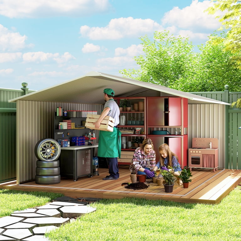 Outsunny Extra Large Garden Outdoor Weatherproof Storage Shed, 11