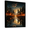 thumbnail image 2 of Designart "Orange Canal City Reflections Cityscape" Cityscapes Floater Framed Canvas Print, 2 of 7