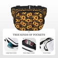 thumbnail image 5 of Picia Brown Blue Plaid Sunflower Print Square Double-Layer Waist Bag Mini Adjustable Waist Belt Bag Exercise Running Travel Hiking, 5 of 9