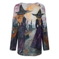 thumbnail image 4 of Jsaierl Womens Halloween Shirts Spooky Pumpkin Ghost Graphic Tees Work Round Neck T-shirt Long Sleeve Holiday Blouse Tops Halloween Costumes, 4 of 5