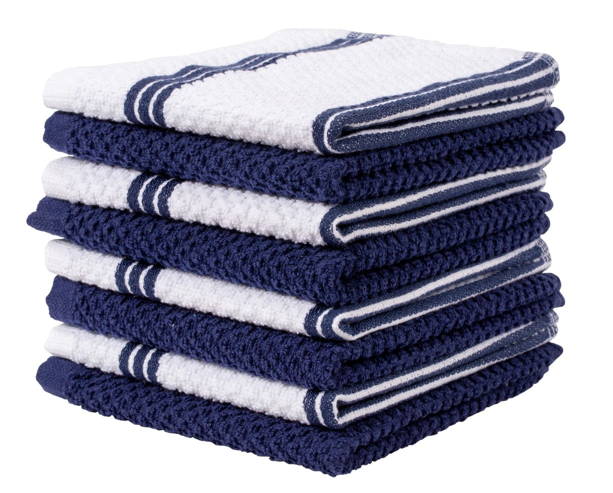 Living Fashions 8 Pack Cotton Terry Kitchen Dishcloth 12" x 12