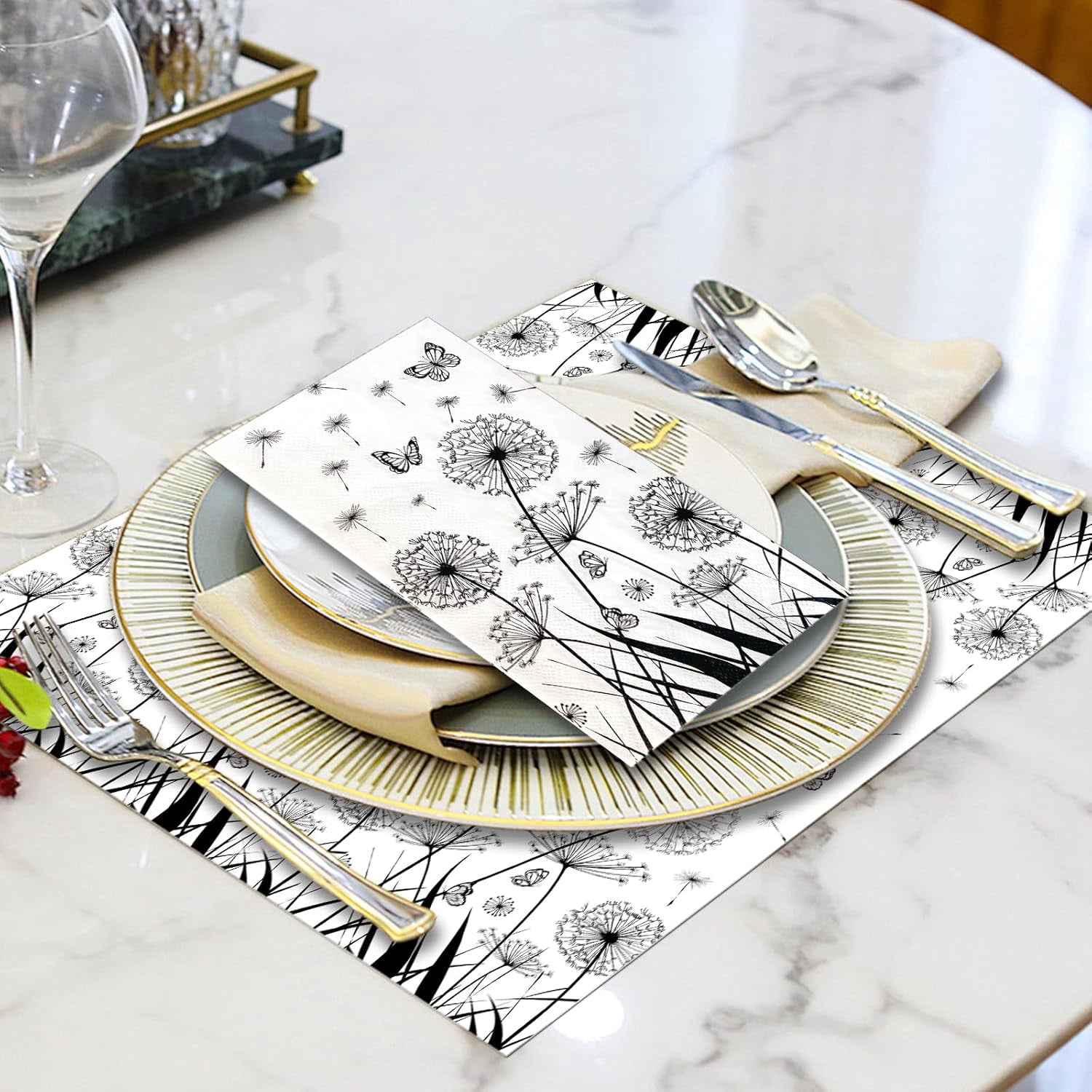 100PCS Dandelion Paper Napkins 3 Ply Disposable Hand Towels for Bathroom Dandelion and Butterfly Pattern Guest Napkins Dinner Napkins for Wedding Party Supplies Kitchen Bathroom Table Decor