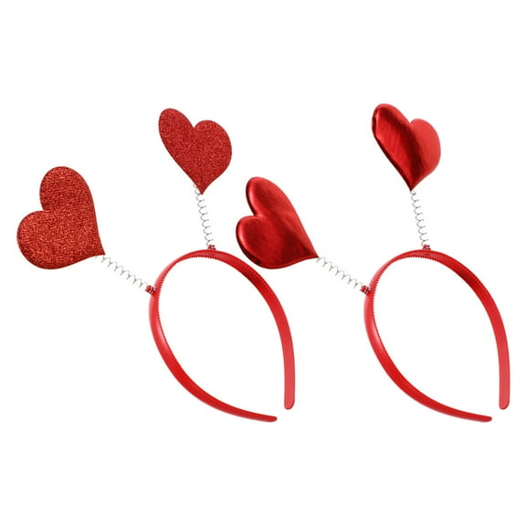GAXIRE Red Heart Headbands 2Pcs Valentines Day Party Accessories For Women Romantic Design