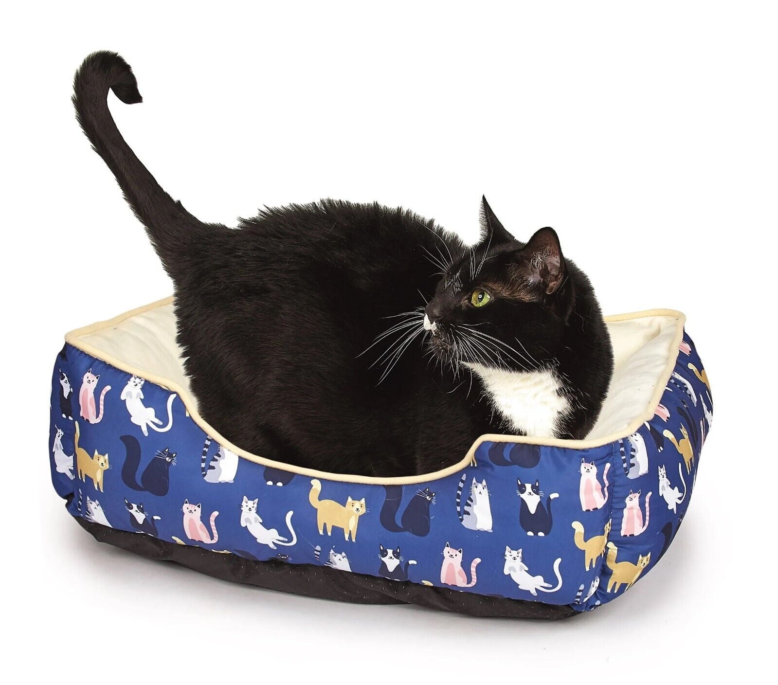 Bolster Style Cat Bed Ultra Soft For Kittens Non Slip Fabric Bottom Choose Style (Cuddler Bed)