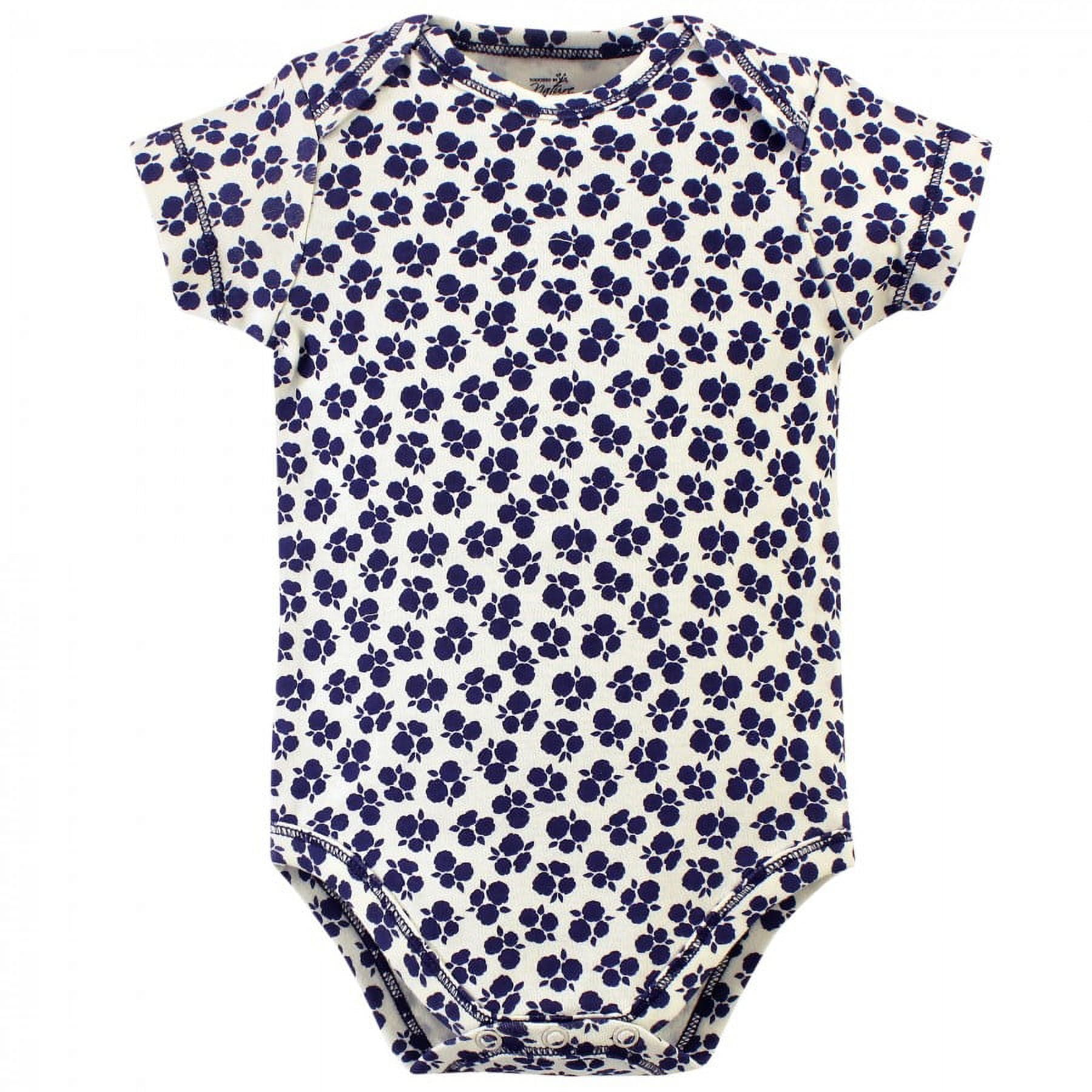 Touched by Nature Baby Girl Organic Cotton Bodysuits 5pk, Blossoms, 0-3 Months