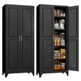thumbnail image 2 of SteeLoong 75"H Kitchen Pantry Cabinet,Black Metal Storage Cabinet with 2 Door and 4 Adjustable Shelves,cupboard for Livingroom,Pantry, Bathroom, 2 of 7