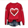 thumbnail image 5 of Pxxlle Valentines Day Tops for Women Love Heart Graphic Sweatshirts Oversized Crewneck Long Sleeve Pullover Sweatshirt for Holiday Red L, 5 of 6