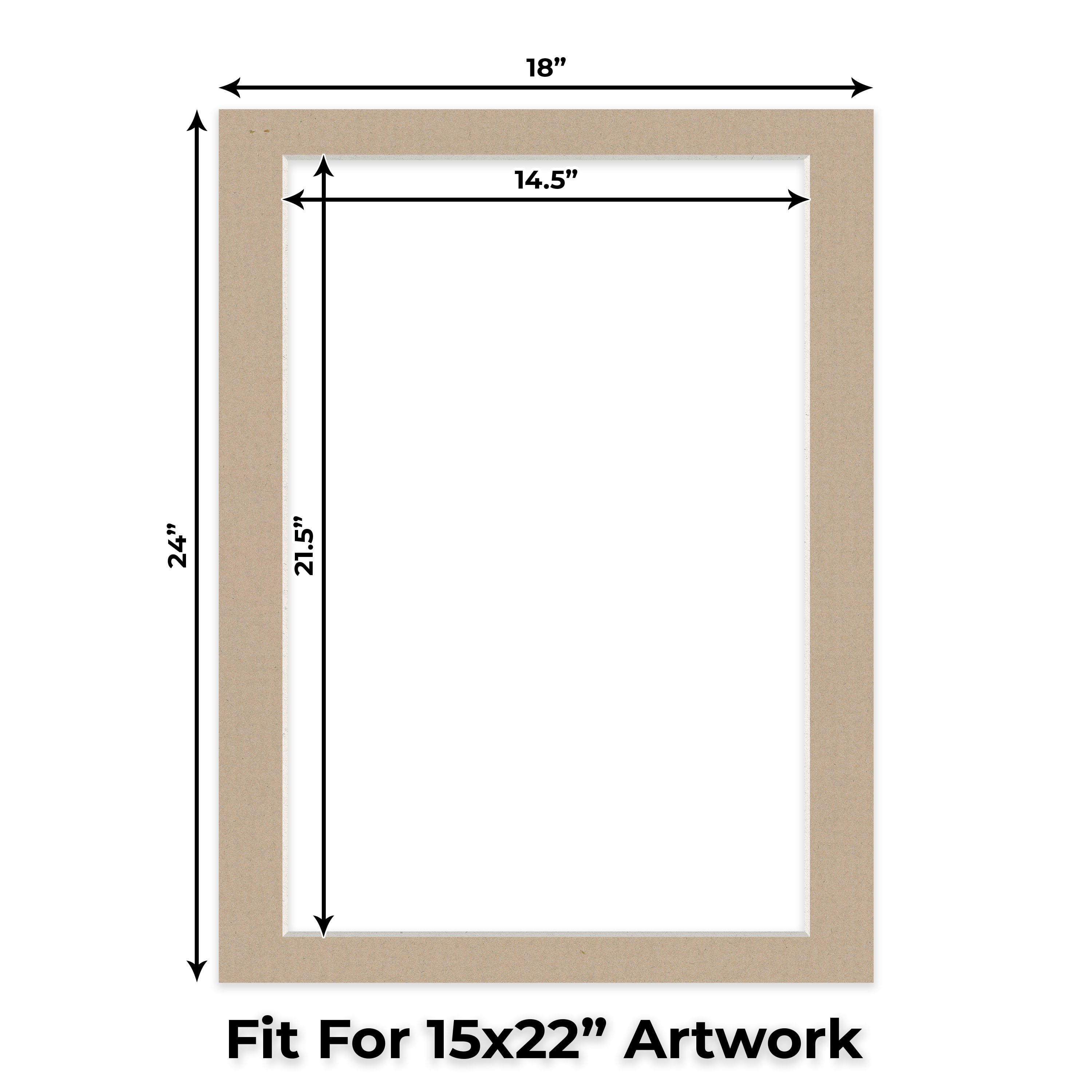 Tawny Brown Picture Frame Mat for 18x24 Frames - Fits 15x22 Photos - 25 Mats
